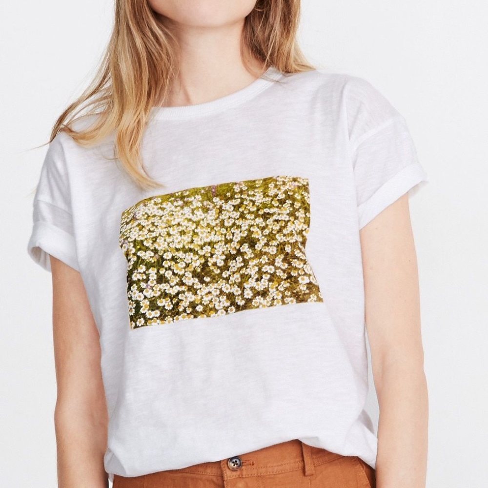 MADEWELL WHITE SHORT SLEEVE DAISY MEADOW GRAPHIC WHISPER COTTON